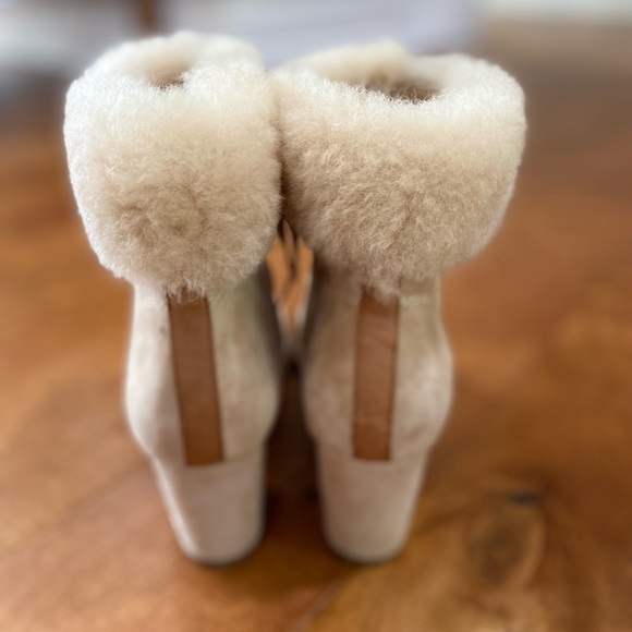 ANTHROPOLOGIE Bill Blass Shearling-trimmed Booties Size 8.5 - Picture 9 of 11
